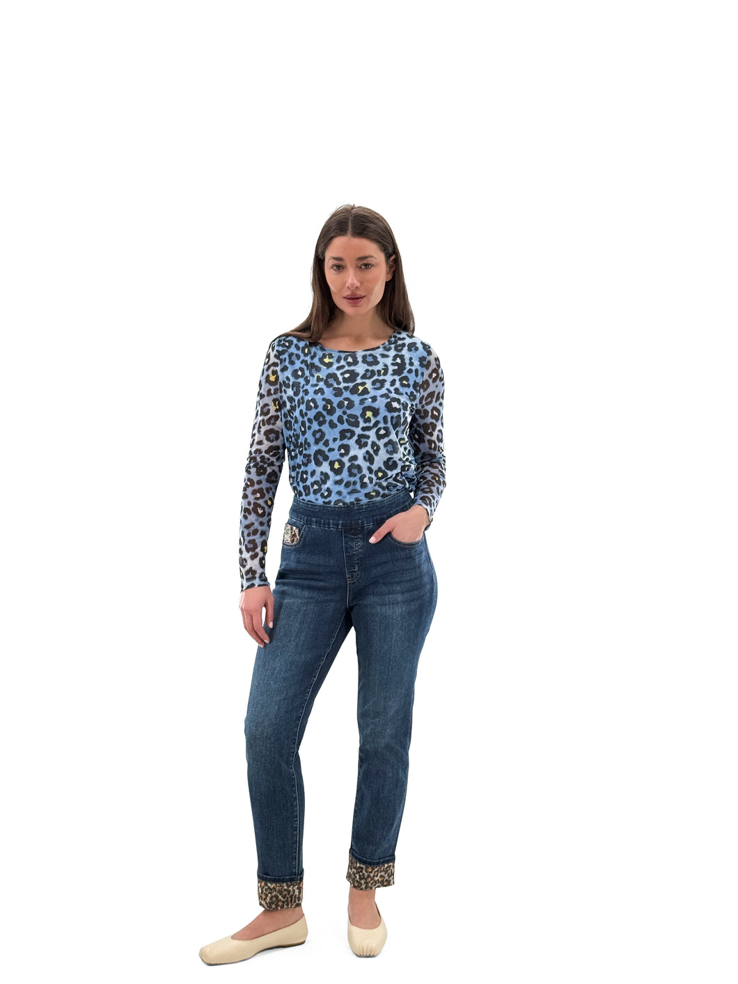 Leopard Sparkle Pull On Jean