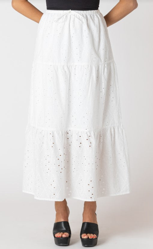 Embroidered Eyelet Maxi Skirt
