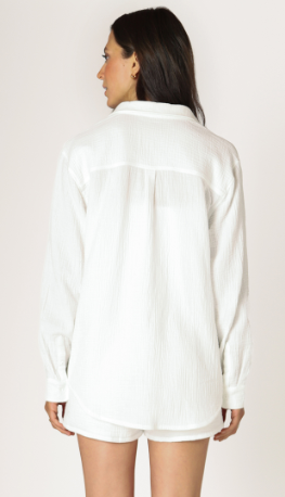 Long Sleeved Textured Button Up Blouse