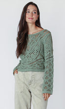 Load image into Gallery viewer, Long Sleeve Button Back Crochet Top

