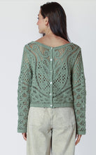 Load image into Gallery viewer, Long Sleeve Button Back Crochet Top
