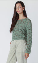 Load image into Gallery viewer, Long Sleeve Button Back Crochet Top
