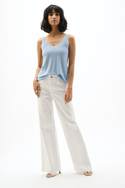 Metallic Knitted Camisole with Rhinestones 252915S26