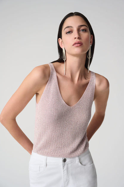Metallic Knitted Camisole with Rhinestones 252915S26
