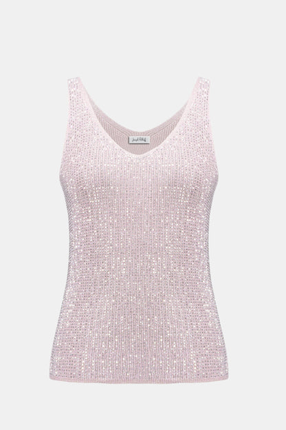 Metallic Knitted Camisole with Rhinestones 252915S26