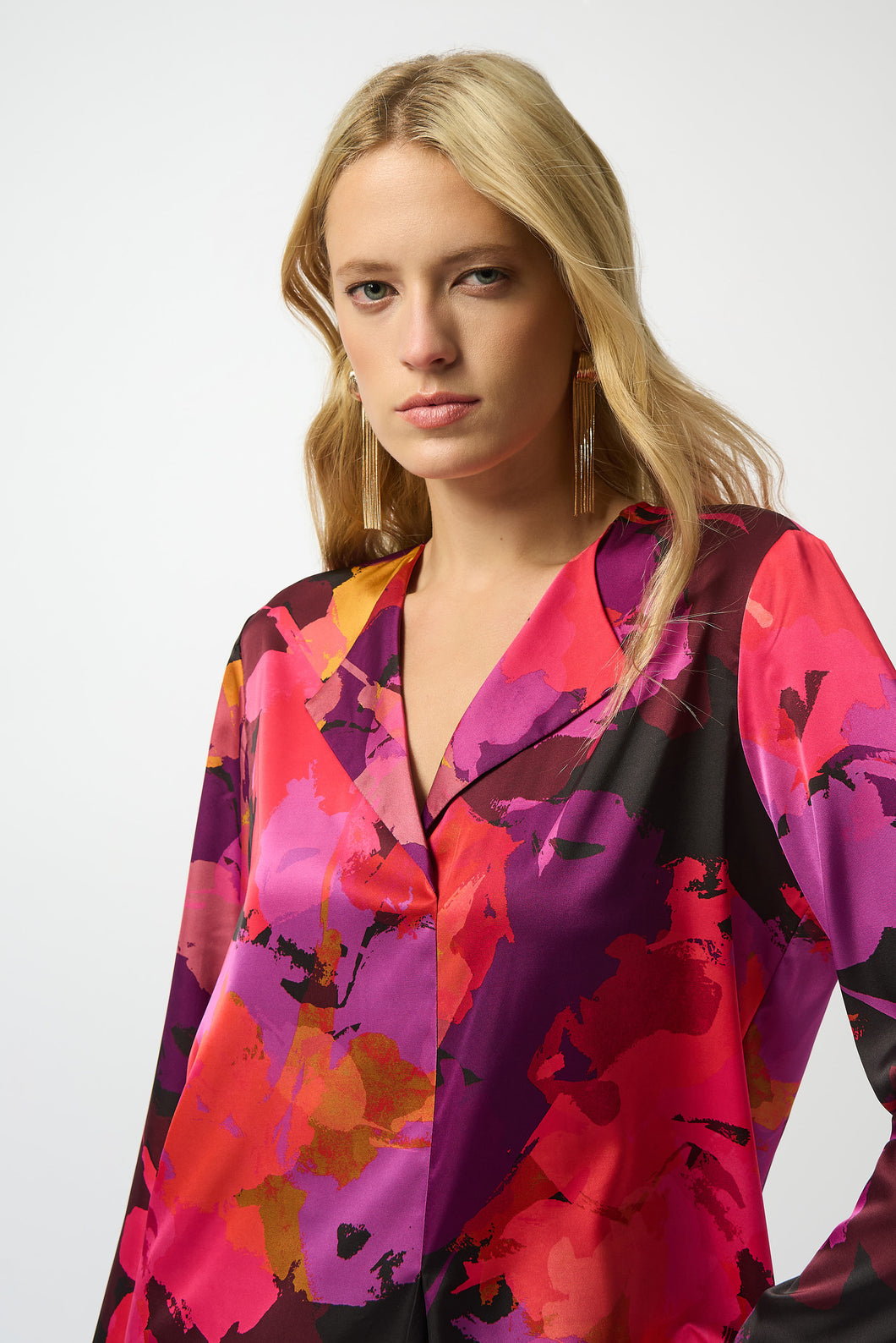 Recycled Satin Floral Print Straight Top 253075