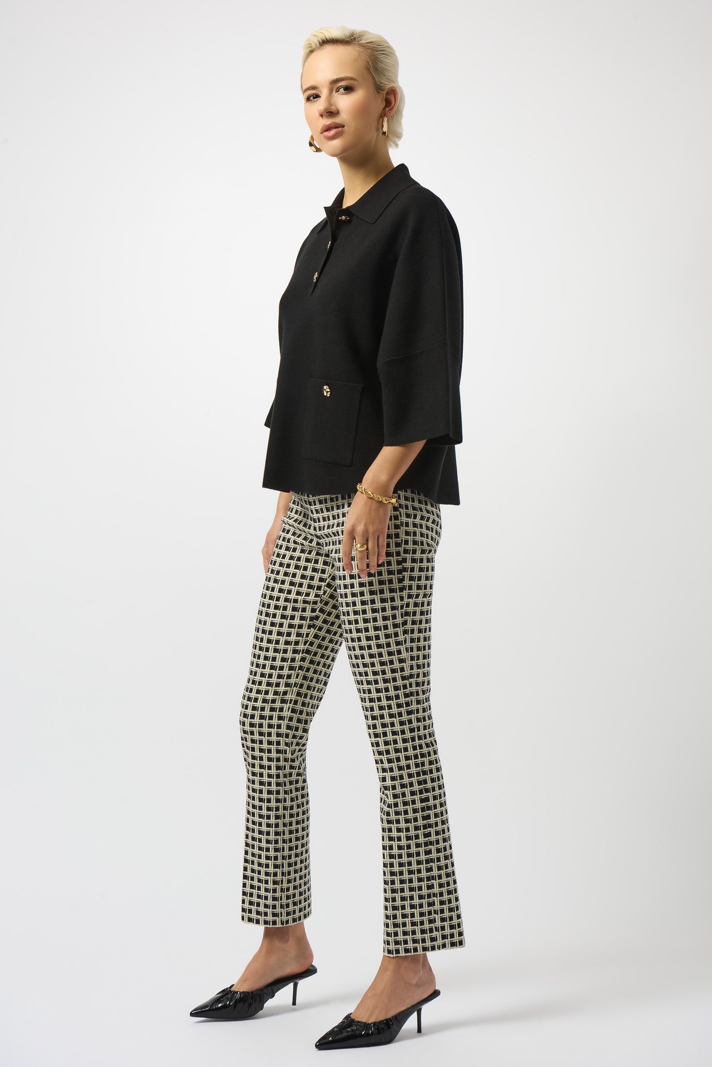 Jacquard Geometric Print Straight Pull-On Pants 253098-SALE