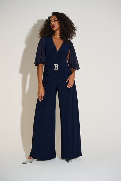 Signature | Silky Knit & Chiffon Wide Leg Jumpsuit with Cape 253723