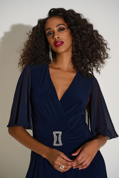 Signature | Silky Knit & Chiffon Wide Leg Jumpsuit with Cape 253723