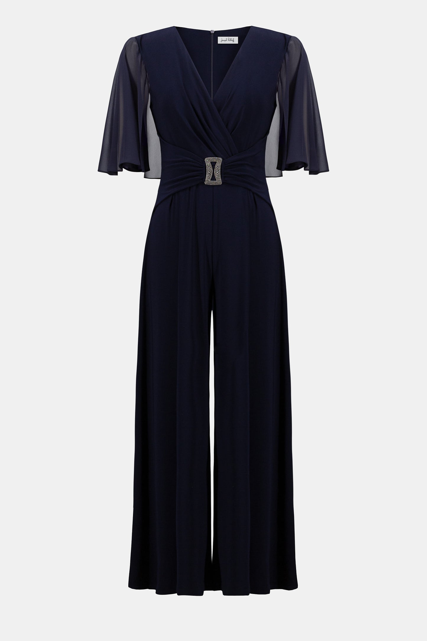 Signature | Silky Knit & Chiffon Wide Leg Jumpsuit with Cape 253723