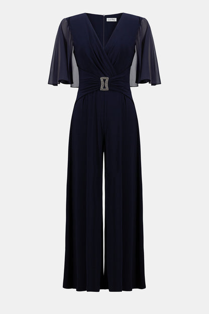 Signature | Silky Knit & Chiffon Wide Leg Jumpsuit with Cape 253723
