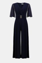 Load image into Gallery viewer, Signature | Silky Knit &amp; Chiffon Wide Leg Jumpsuit with Cape 253723
