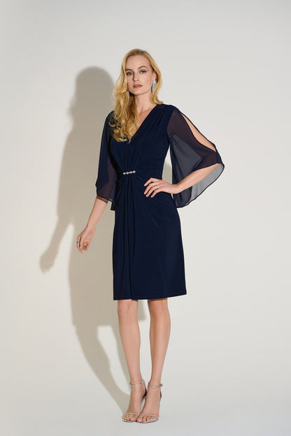 Signature | Silky Knit & Chiffon Sheath Dress 253728