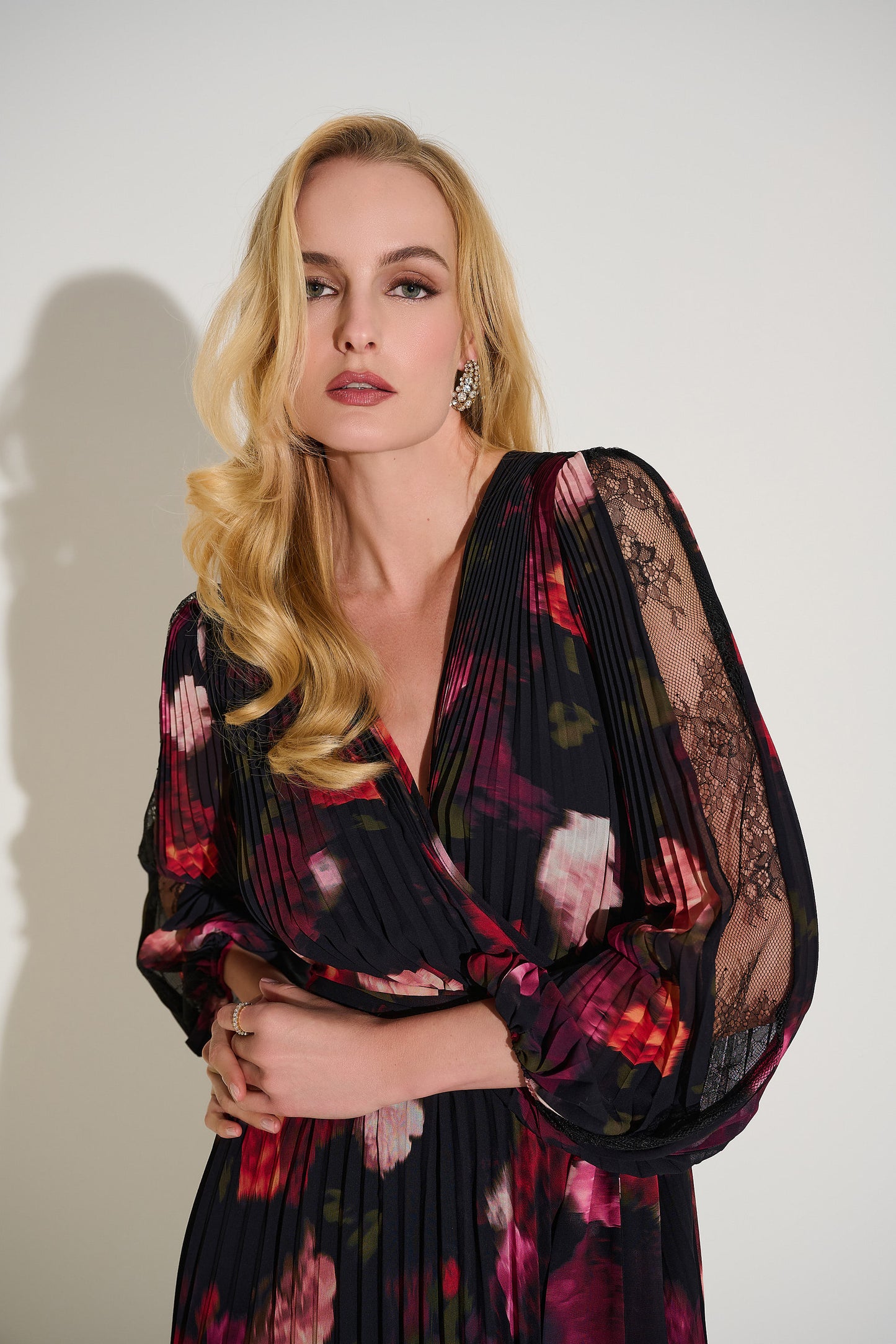 Signature | Pleated Chiffon Floral Fit & Flare Dress 253774- SALE