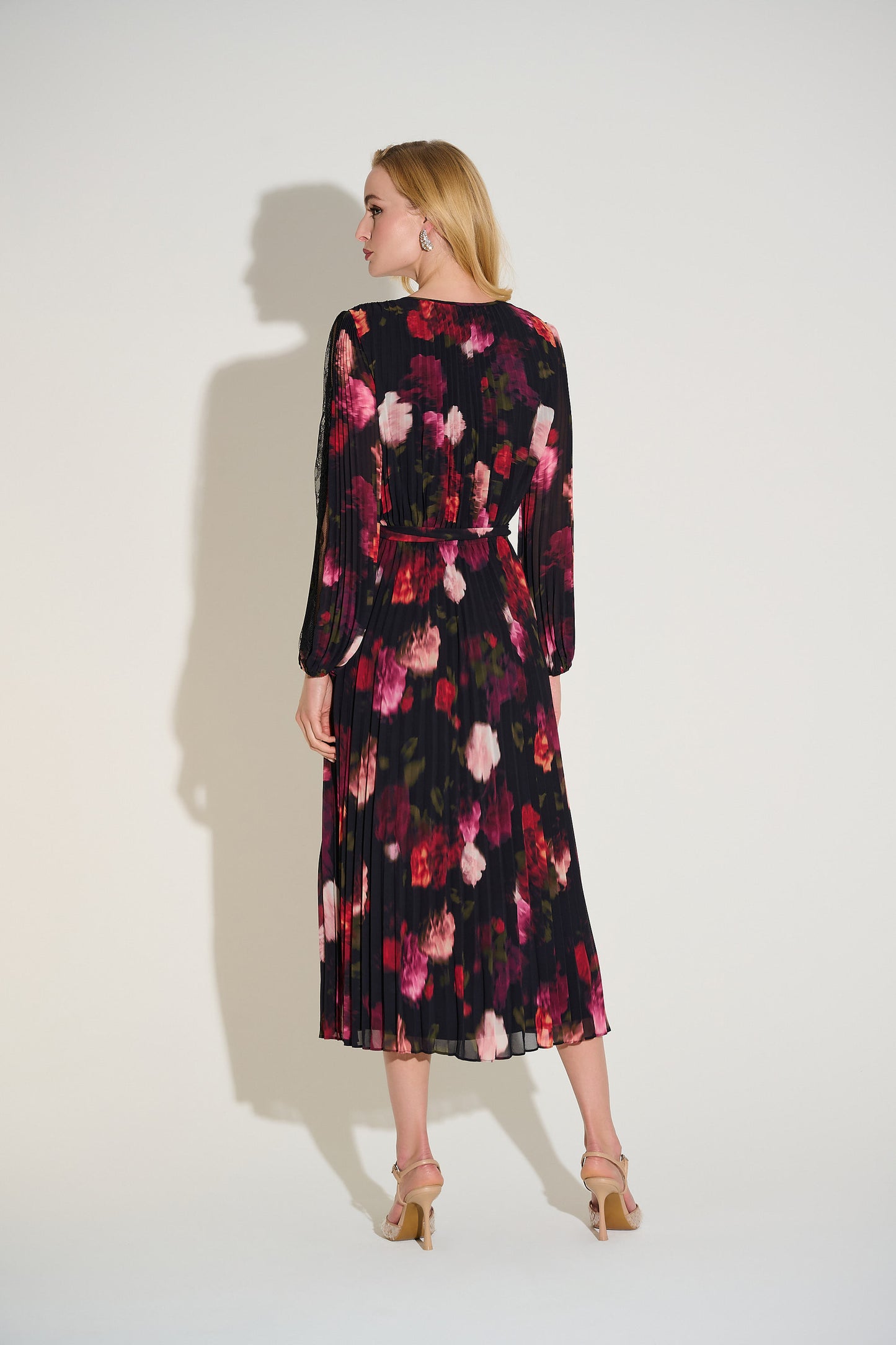 Signature | Pleated Chiffon Floral Fit & Flare Dress 253774- SALE