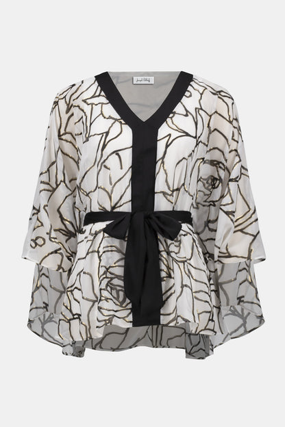 Signature | Chiffon & Satin Foiled Floral Print Poncho Top 253795-SALE