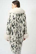 Load image into Gallery viewer, Feather Yarn Animal Jacquard Coat with Faux Fur Trim 253904
