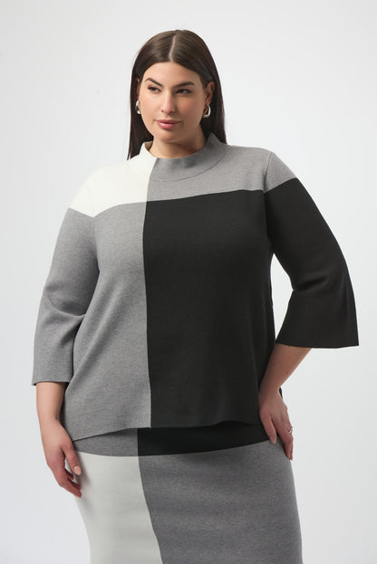 Jacquard Sweater Colour Block Pullover 253907