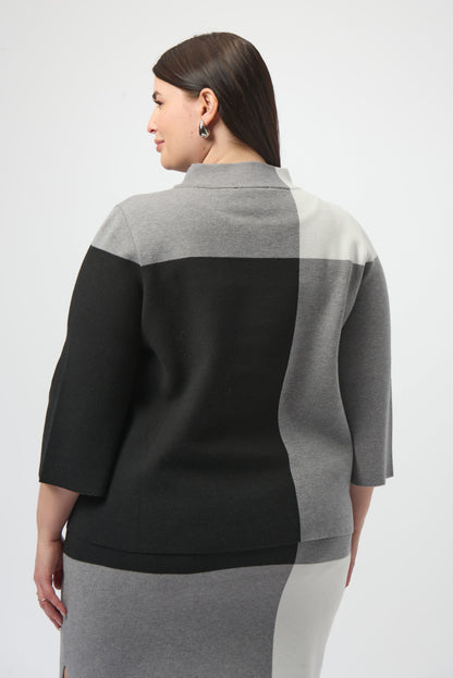 Jacquard Sweater Colour Block Pullover 253907