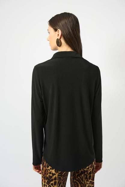 Silky Knit Button-Front Straight Blouse 253941 SALE