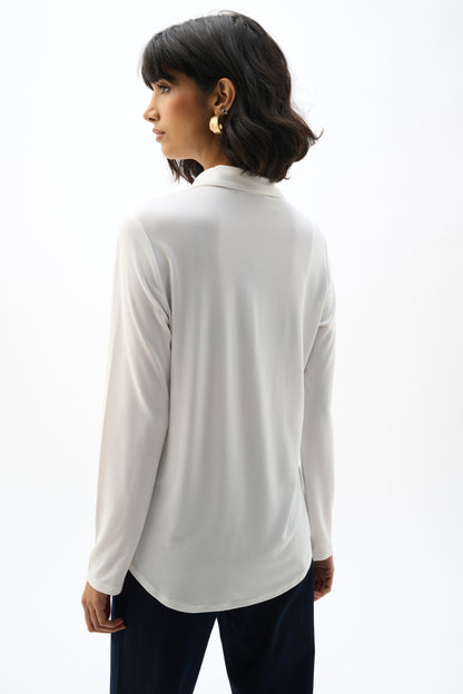 Silky Knit Button-Front Straight Blouse 253941 SALE