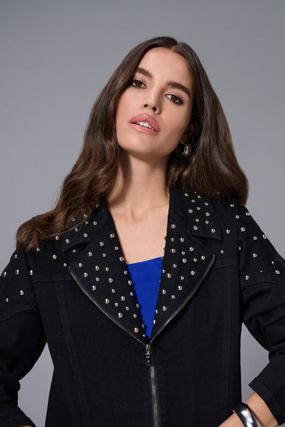Stretch Denim Jacket with Stud Detailing 253947 SALE