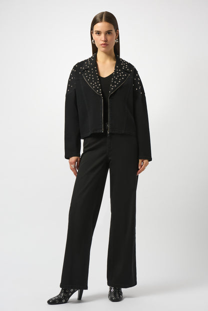 Stretch Denim Jacket with Stud Detailing 253947 SALE
