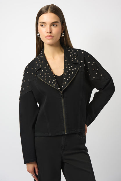 Stretch Denim Jacket with Stud Detailing 253947 SALE