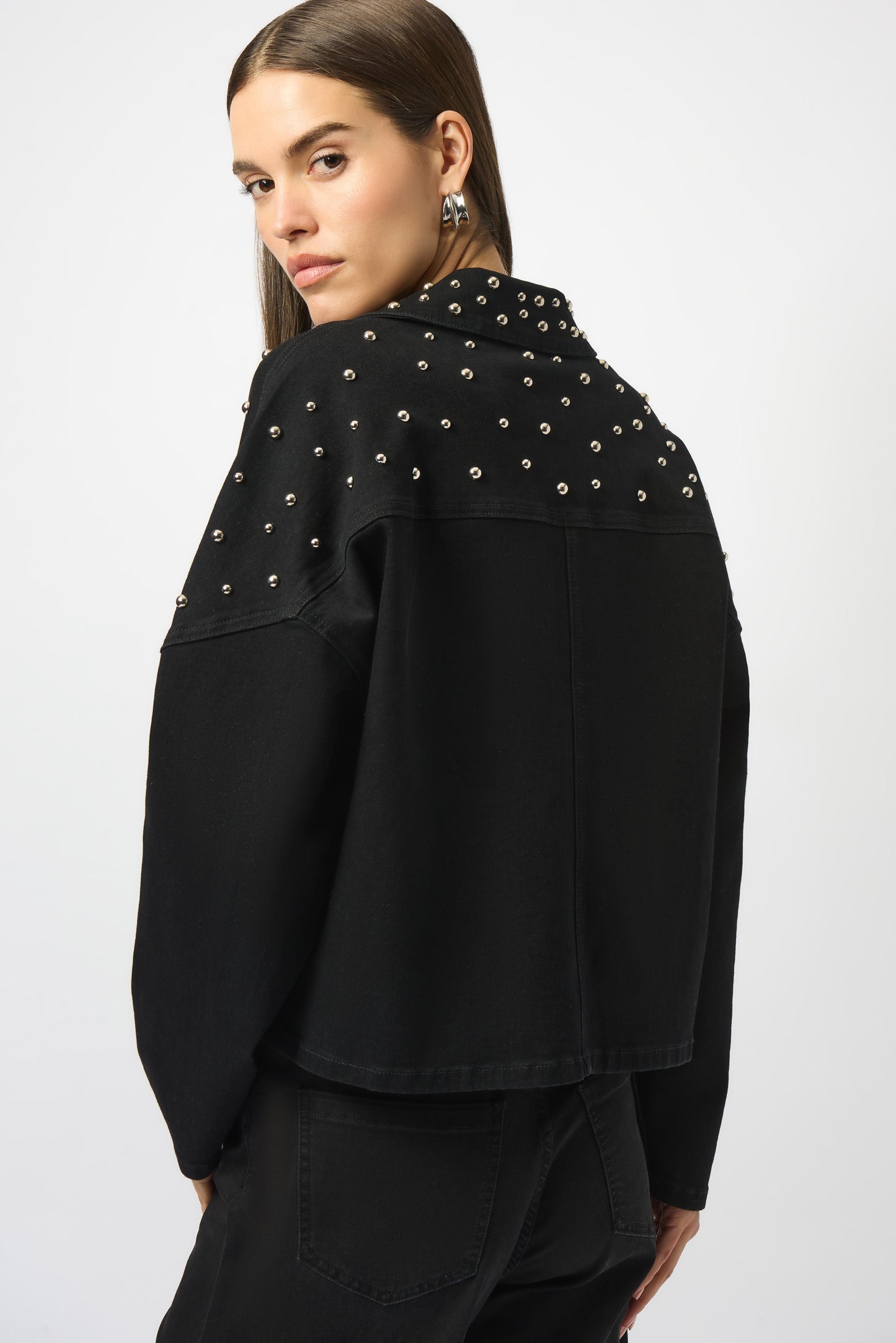 Stretch Denim Jacket with Stud Detailing 253947 SALE