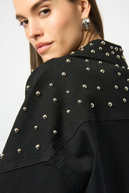 Stretch Denim Jacket with Stud Detailing 253947 SALE