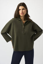 Load image into Gallery viewer, Sweater Knit Boxy Pullover With Zipped Collar 253963
