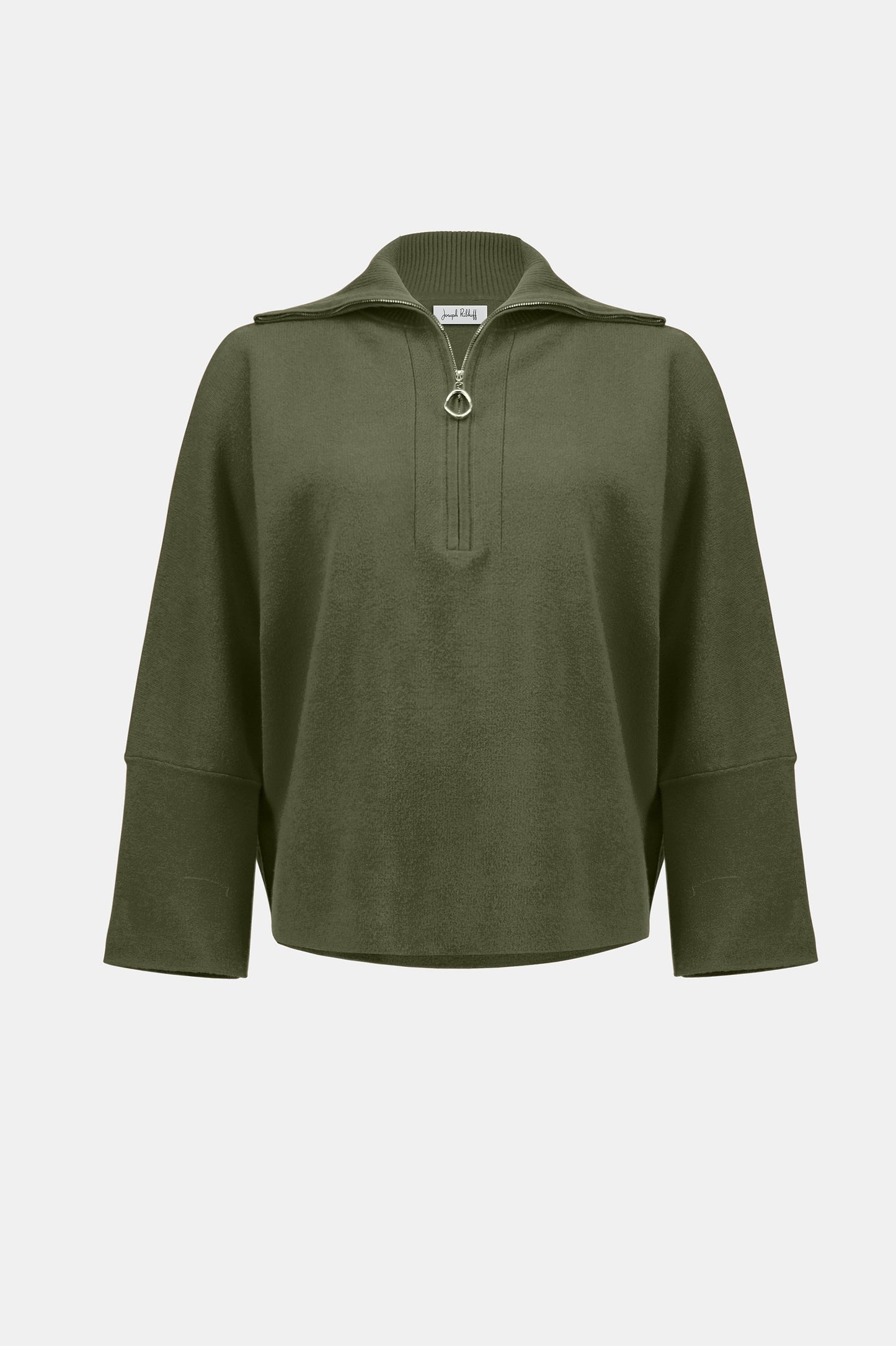 Sweater Knit Boxy Pullover With Zipped Collar 253963