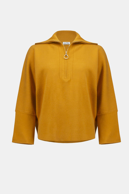 Sweater Knit Boxy Pullover With Zipped Collar 253963
