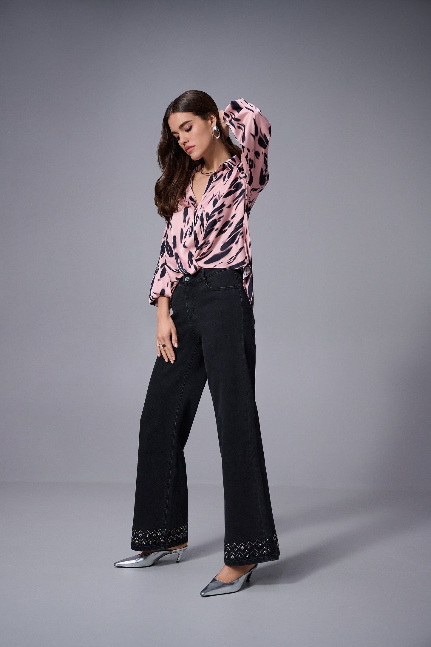 Classic Wide Leg Stretch Denim Jeans 253988 SALE