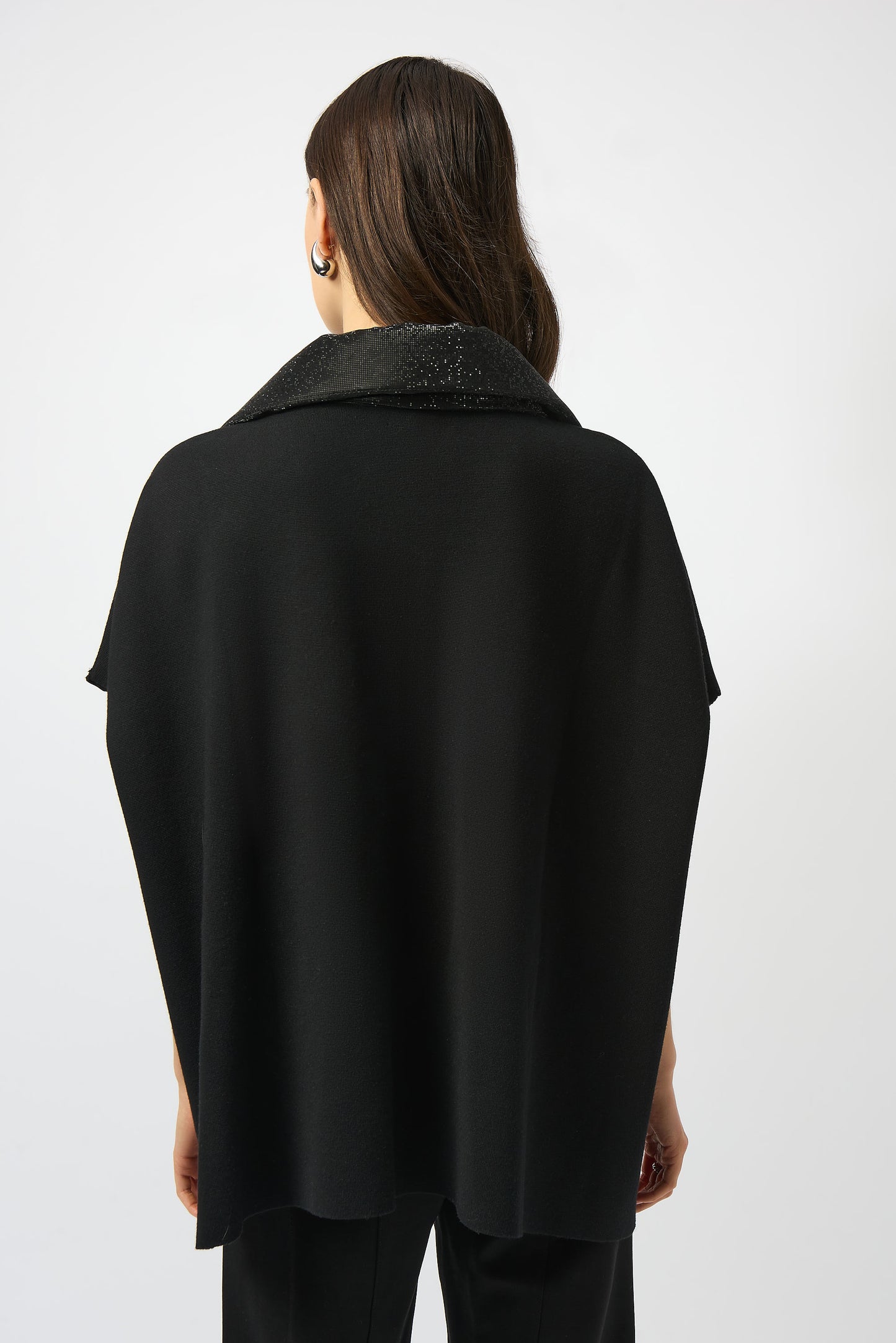 Faux Leather Trimmed Poncho Sleeve Jacket 253998 SALE
