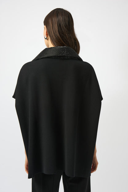 Faux Leather Trimmed Poncho Sleeve Jacket 253998 SALE