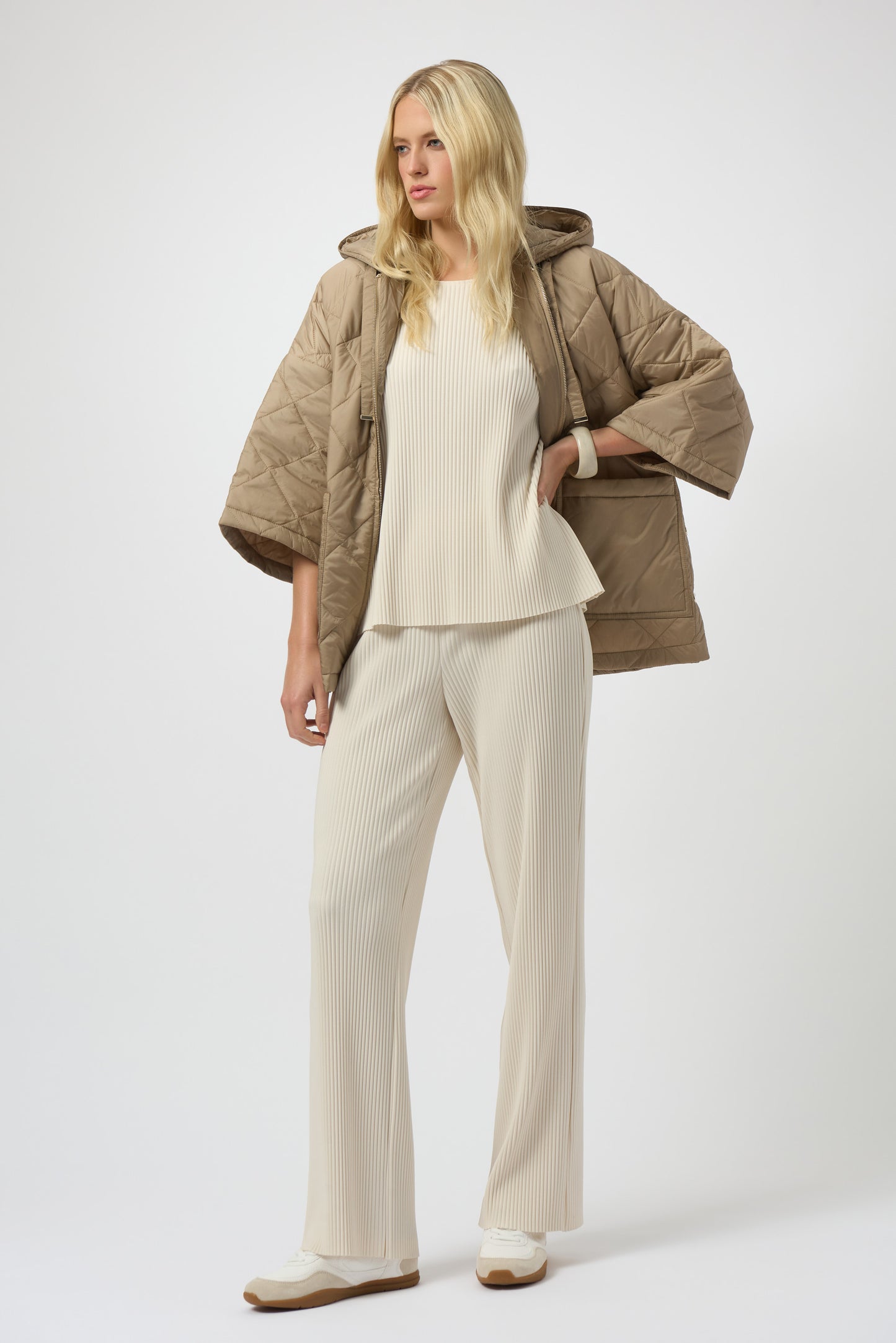 Pleated Scuba Crepe Boxy Top 254210