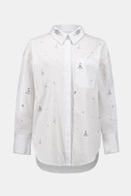 Load image into Gallery viewer, Stretch Poplin Boxy Blouse with Rhinestones 254924
