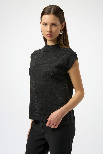 Sweater Knit Sleeveless Pullover with Iron-On Detail 254935