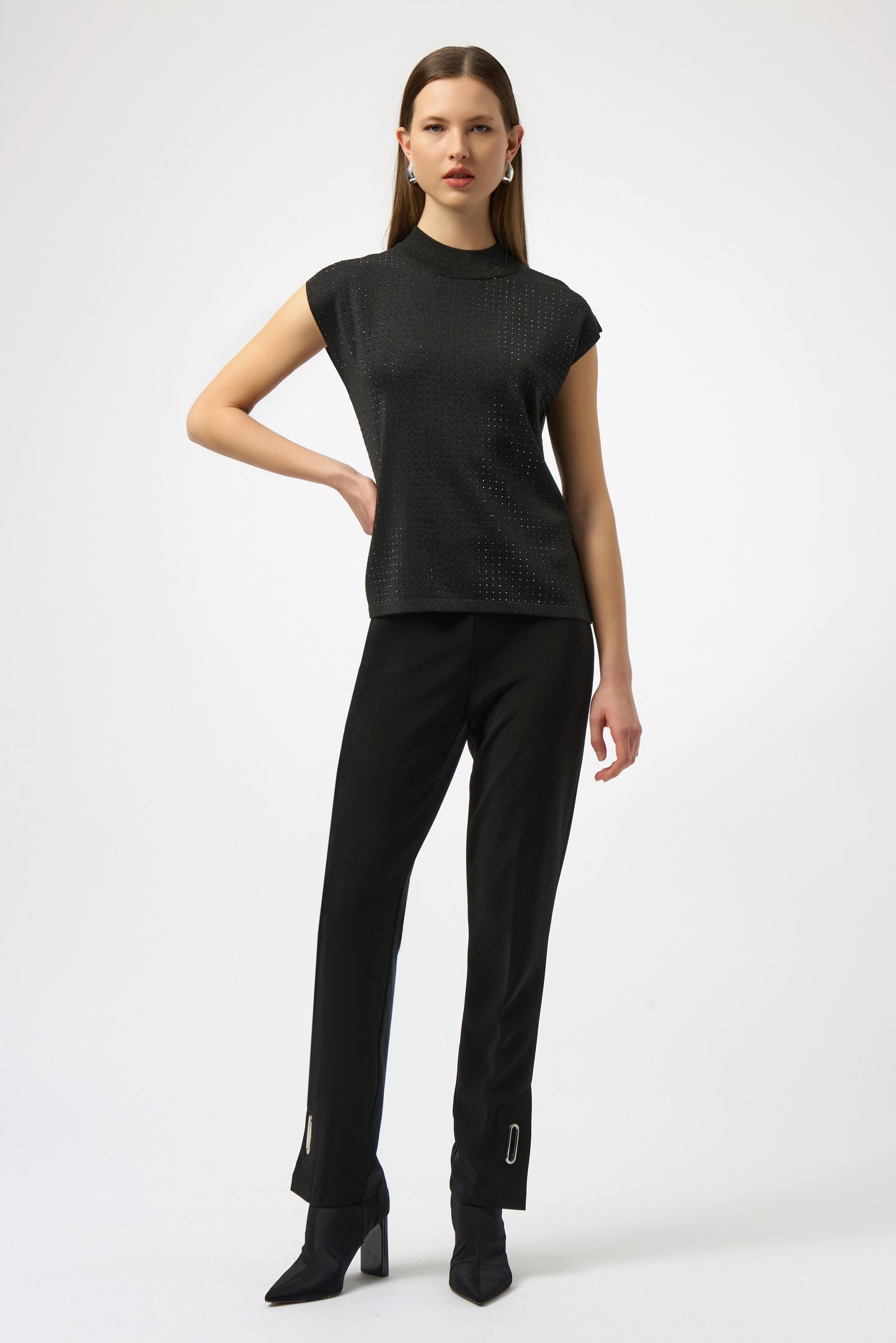 Sweater Knit Sleeveless Pullover with Iron-On Detail 254935