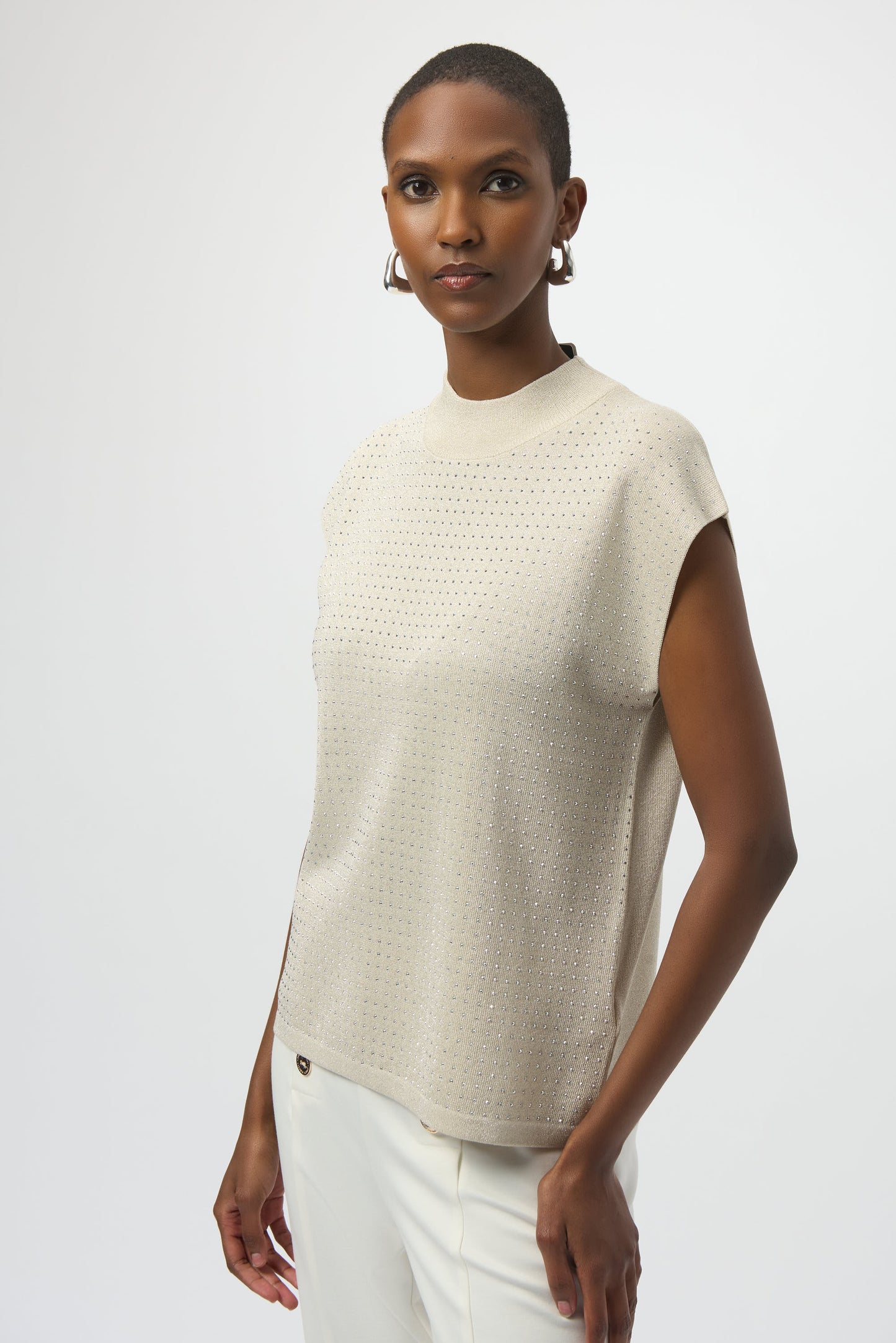 Sweater Knit Sleeveless Pullover with Iron-On Detail 254935