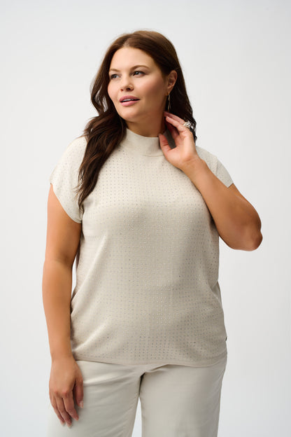 Sweater Knit Sleeveless Pullover with Iron-On Detail 254935