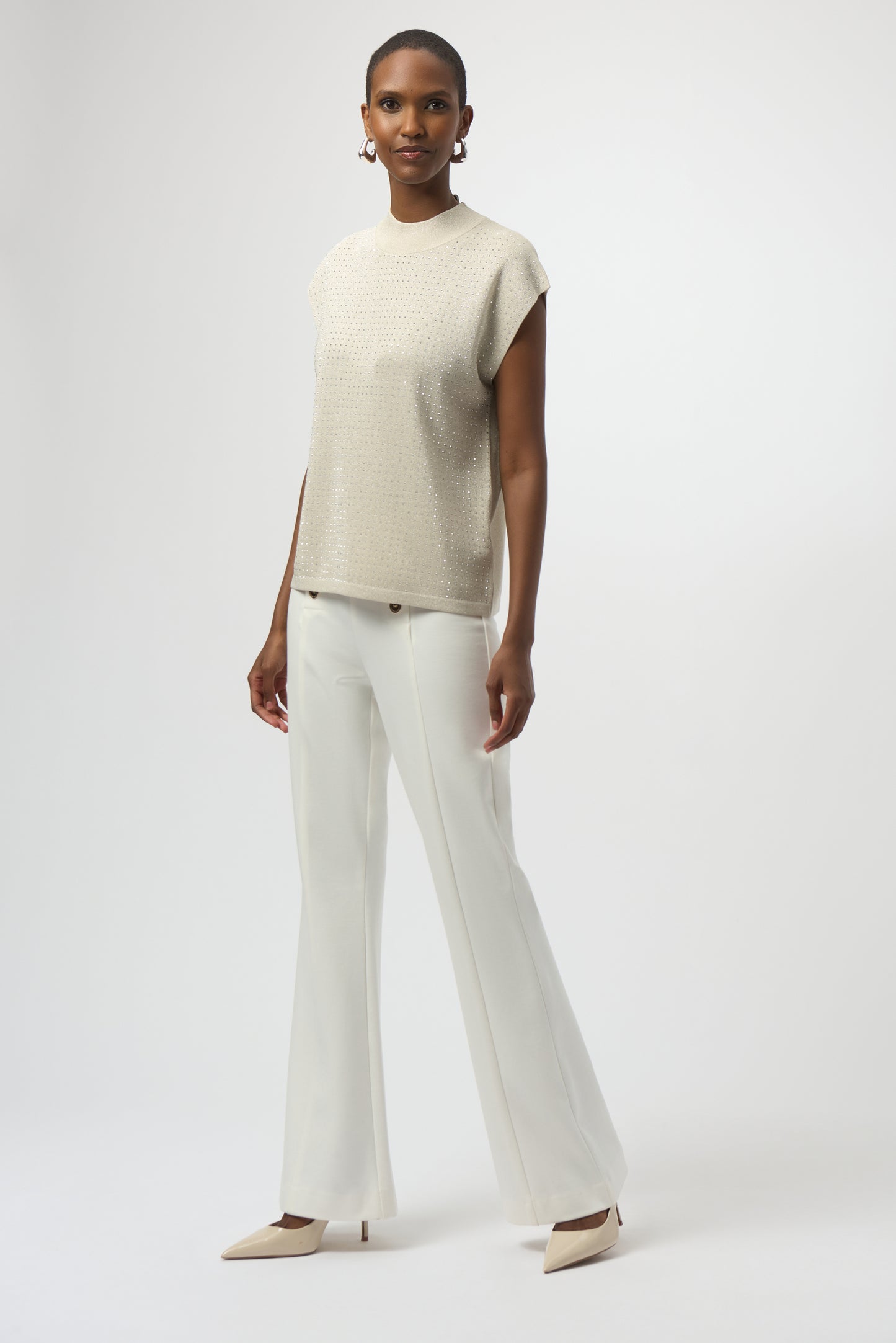 Sweater Knit Sleeveless Pullover with Iron-On Detail 254935