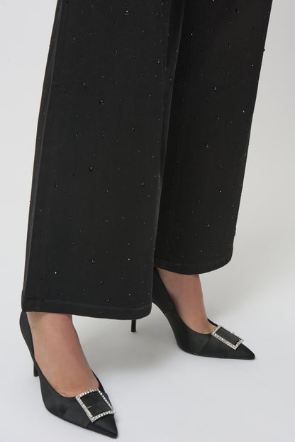 Classic Wide Leg Jeans with Rhinestones 254962