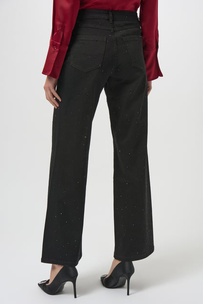 Classic Wide Leg Jeans with Rhinestones 254962