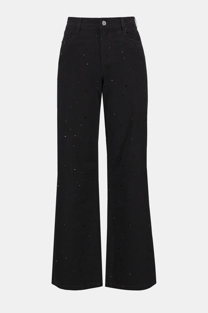 Classic Wide Leg Jeans with Rhinestones 254962