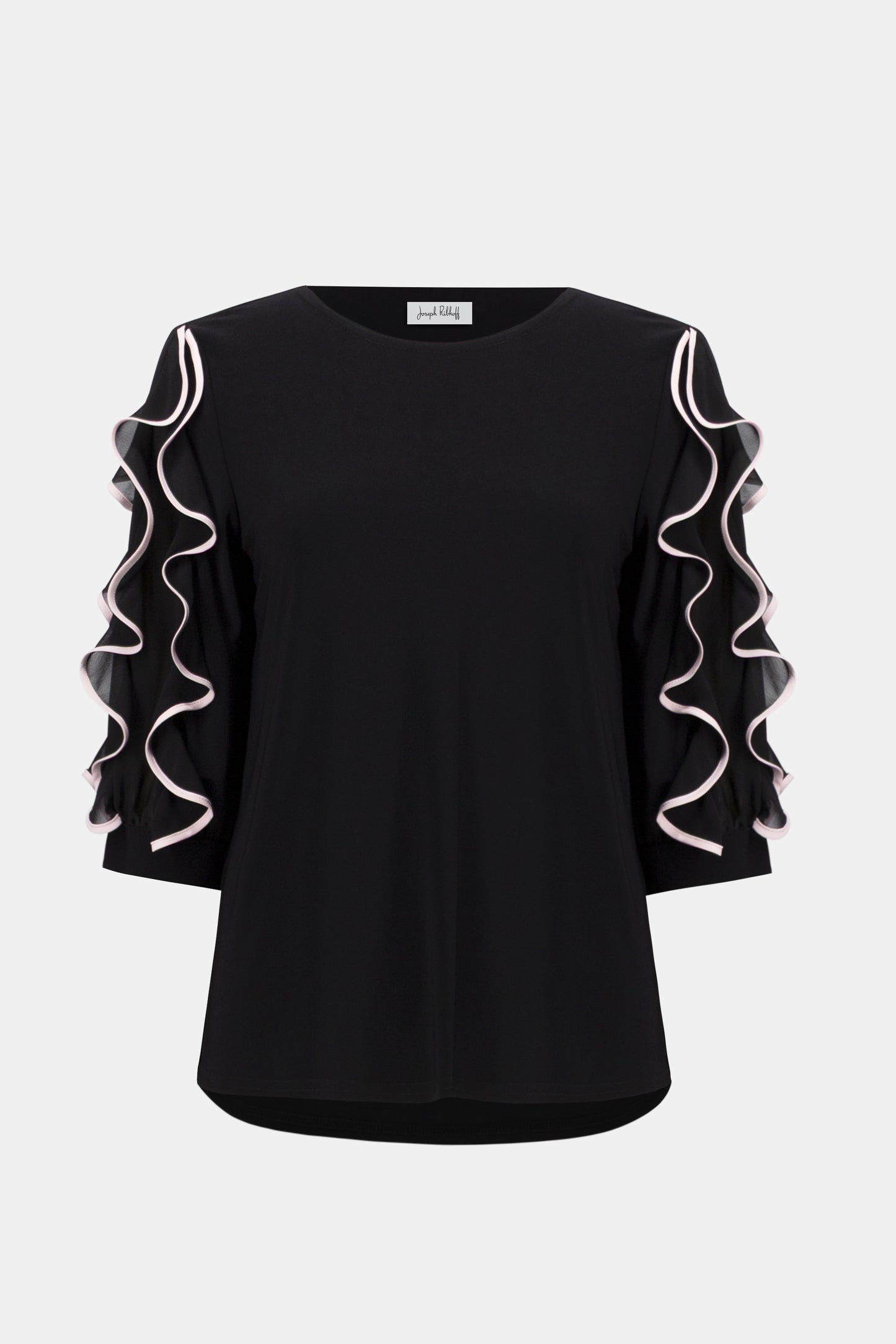 Silky Knit Top with Chiffon Ruffled Sleeves 261009