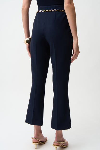 Lux Twill Pull-On Flare Pants With Chain Belt 261059