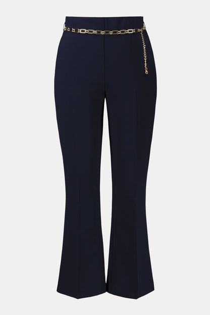 Lux Twill Pull-On Flare Pants With Chain Belt 261059