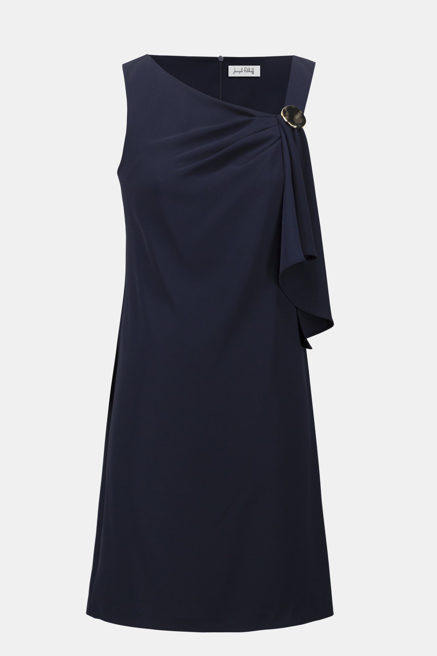 Woven Twill Shift Dress With Asymmetrical Neckline 261134